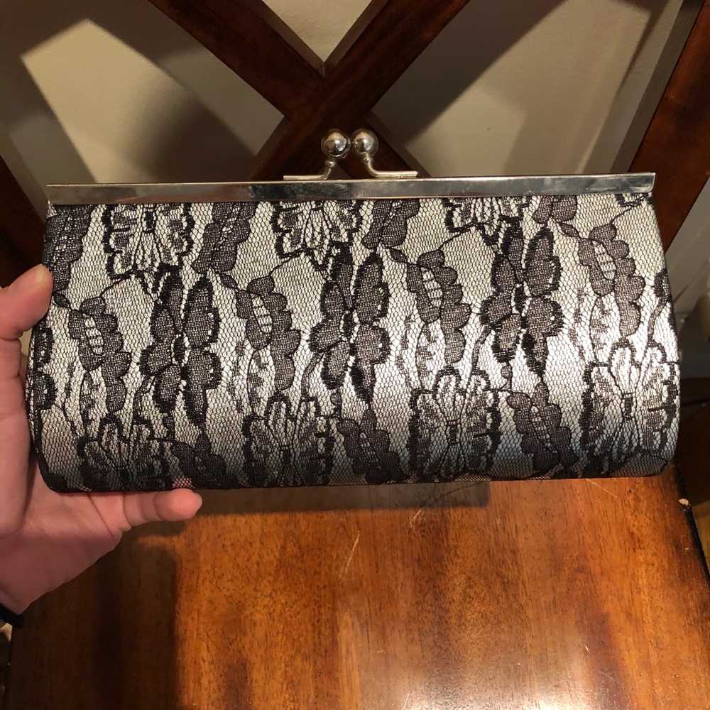 Structured Silver Toned Clutch